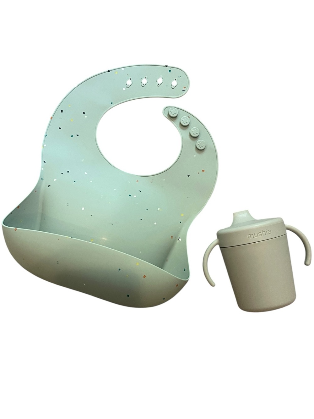 Mushie bib and sippy cup bundle